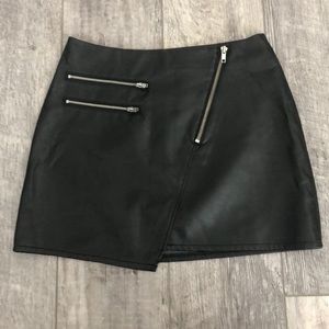 Black leather mini skirt
